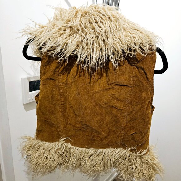 Brown Corduroy Faux Fur Vest - Picture 3 of 7